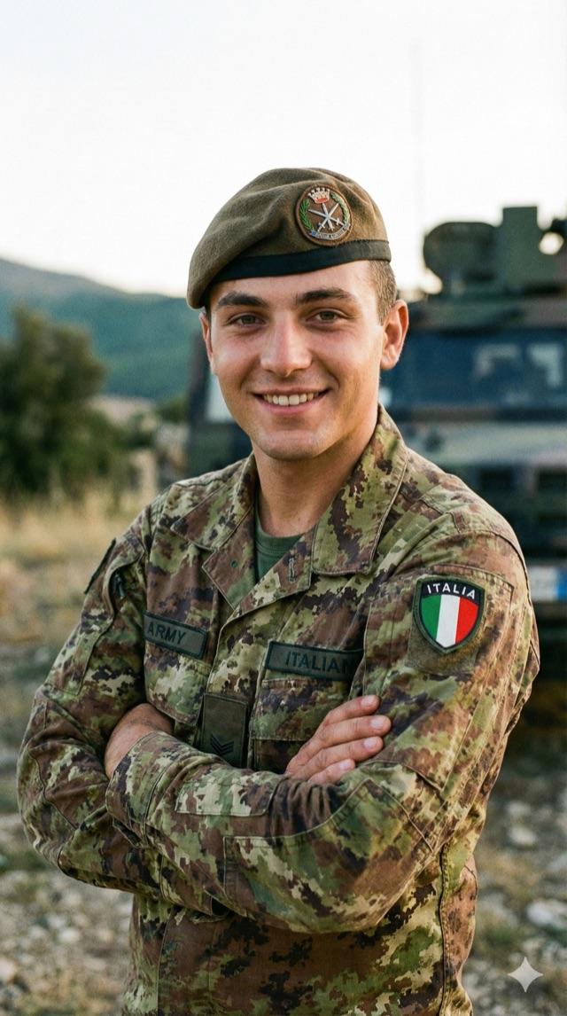 Aspirante candidato in divisa durante la preparazione a un concorso pubblico